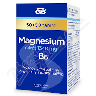 GS Magnesium citrat 1340mg+B6 tbl.50+50