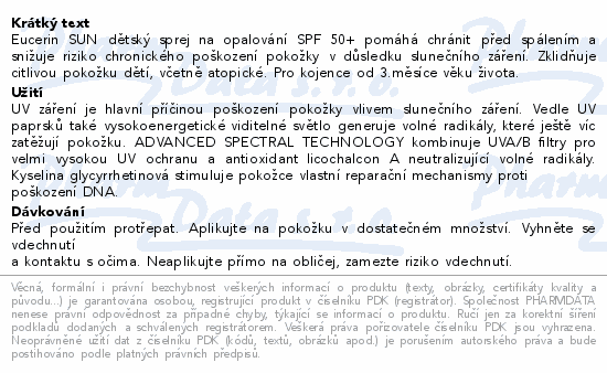 Eucerin SUN dětský sprej na opalování SPF50+ 250ml