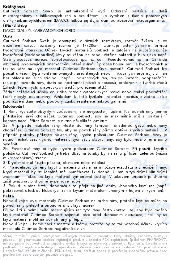 Cutimed Sorbact Swab antimikrob.přířez 7x9cm 40ks